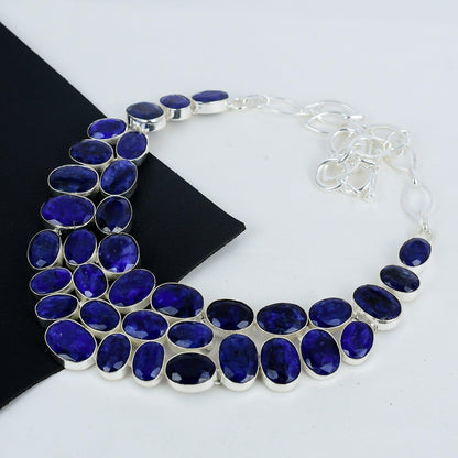 Blue Sapphire Sterling Silver Necklace