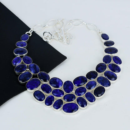 Blue Sapphire Sterling Silver Necklace