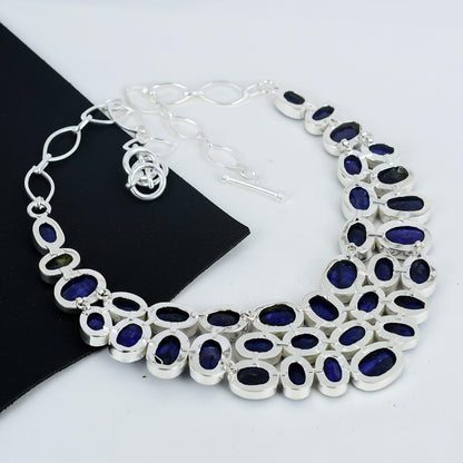 Blue Sapphire Sterling Silver Necklace