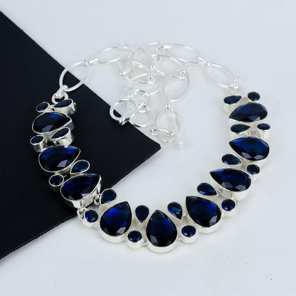 Blue Sapphire Sterling Silver Necklace