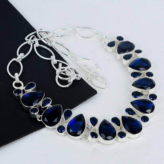 Blue Sapphire Sterling Silver Necklace