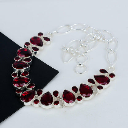 Red Garnet Sterling Silver Necklace