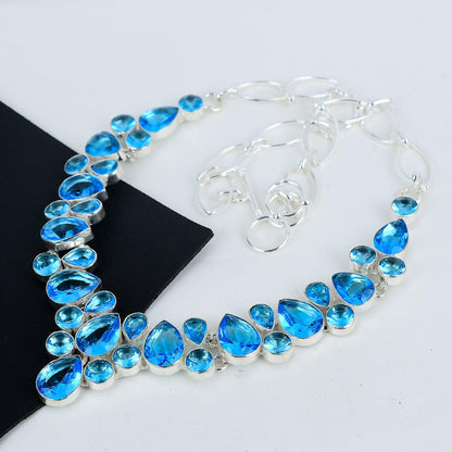 Blue Topaz Gemstone Necklace