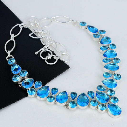 Blue Topaz Gemstone Necklace