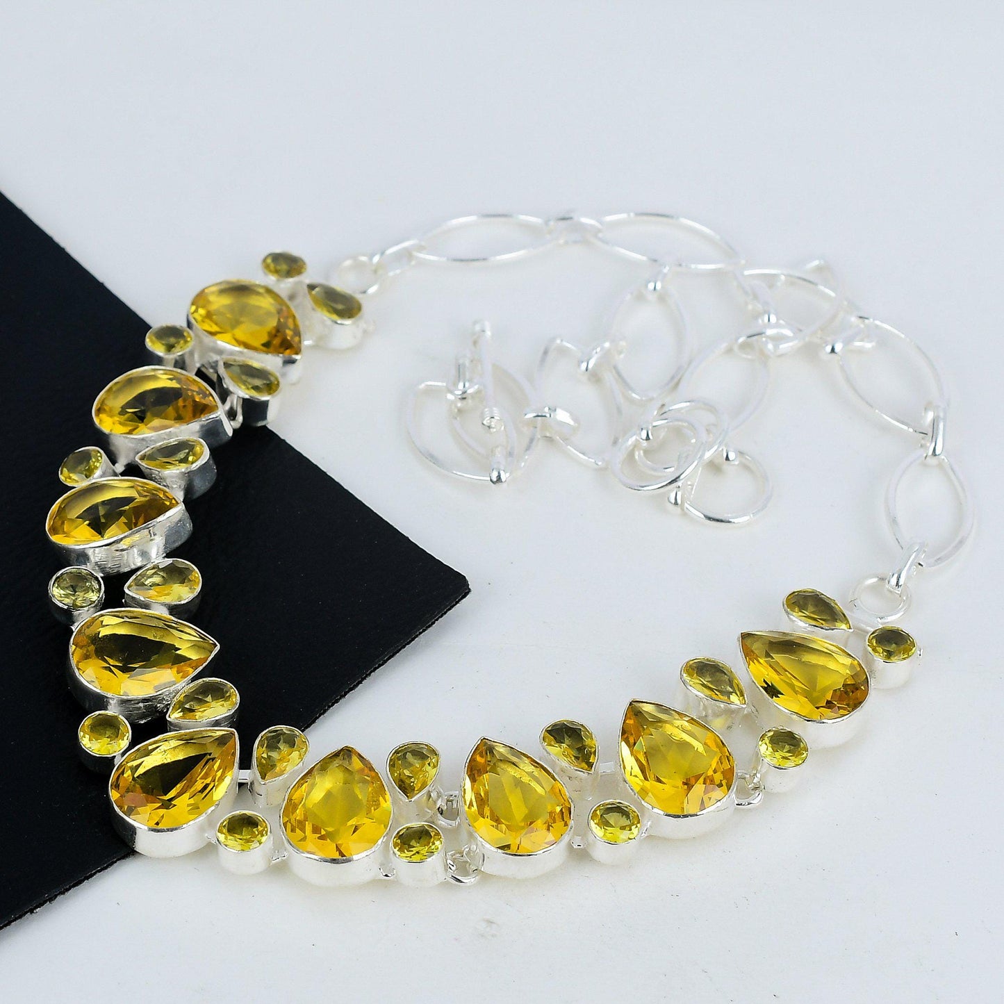 Yellow Citrine Sterling Silver Necklace