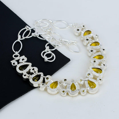 Yellow Citrine Sterling Silver Necklace