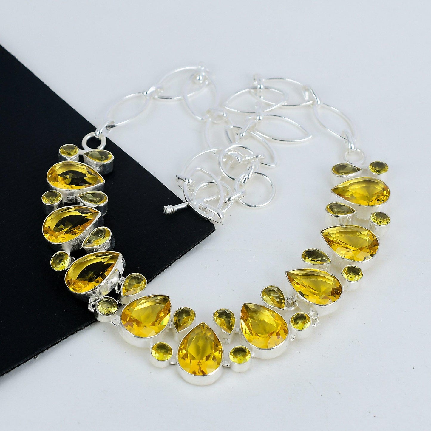 Yellow Citrine Sterling Silver Necklace