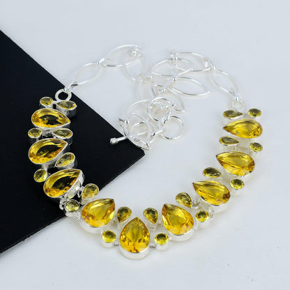 Yellow Citrine Sterling Silver Necklace