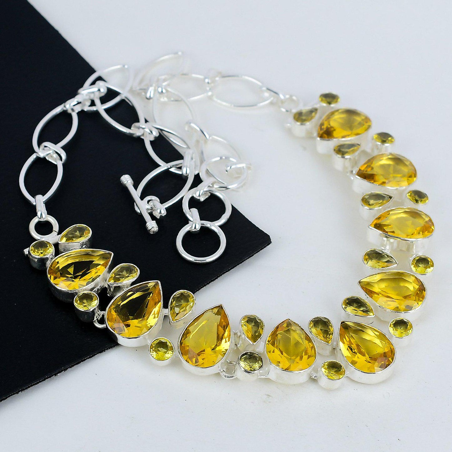 Yellow Citrine Sterling Silver Necklace