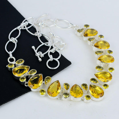 Yellow Citrine Sterling Silver Necklace