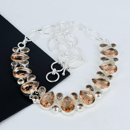 Pink Morganite Silver Necklace