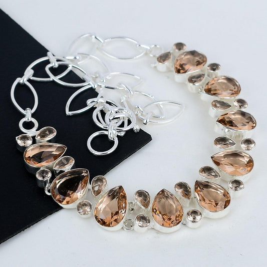 Pink Morganite Silver Necklace