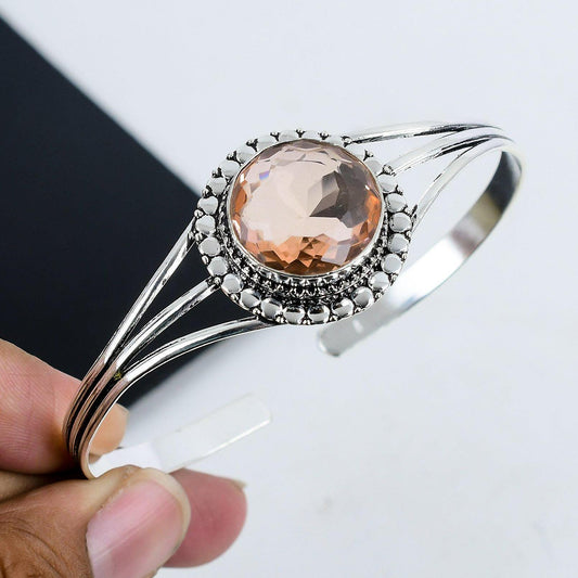 Pink Morganite Gemstone Bangle