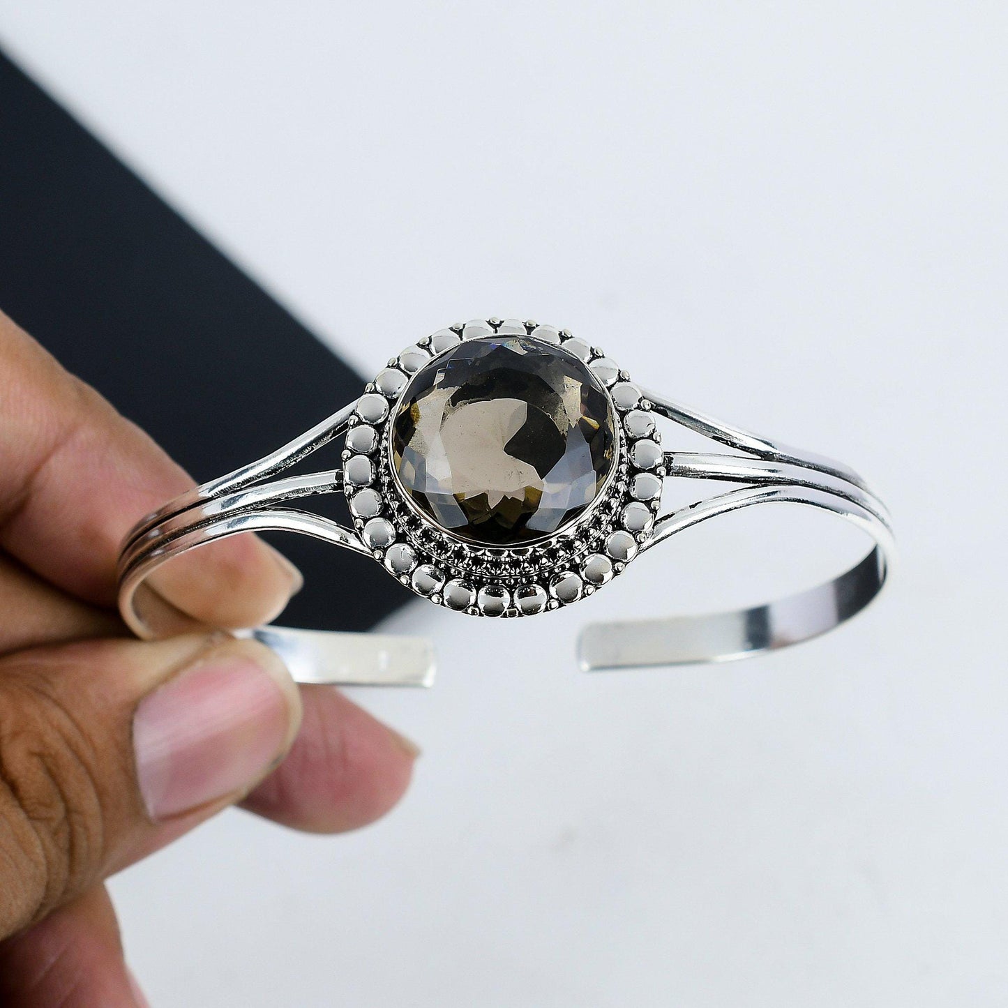 Smoky Topaz Sterling Silver Bangle