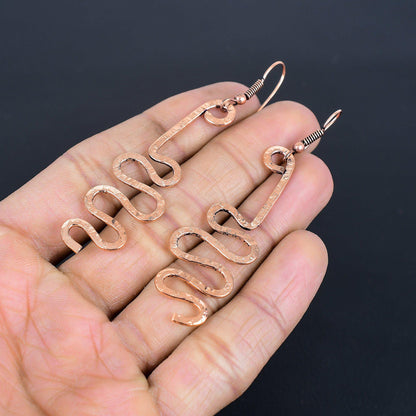 Copper Gemstone Squiggle Earrings
