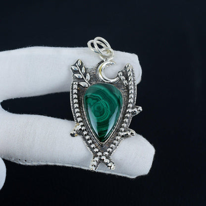 Green Malachite Sterling Silver Pendant
