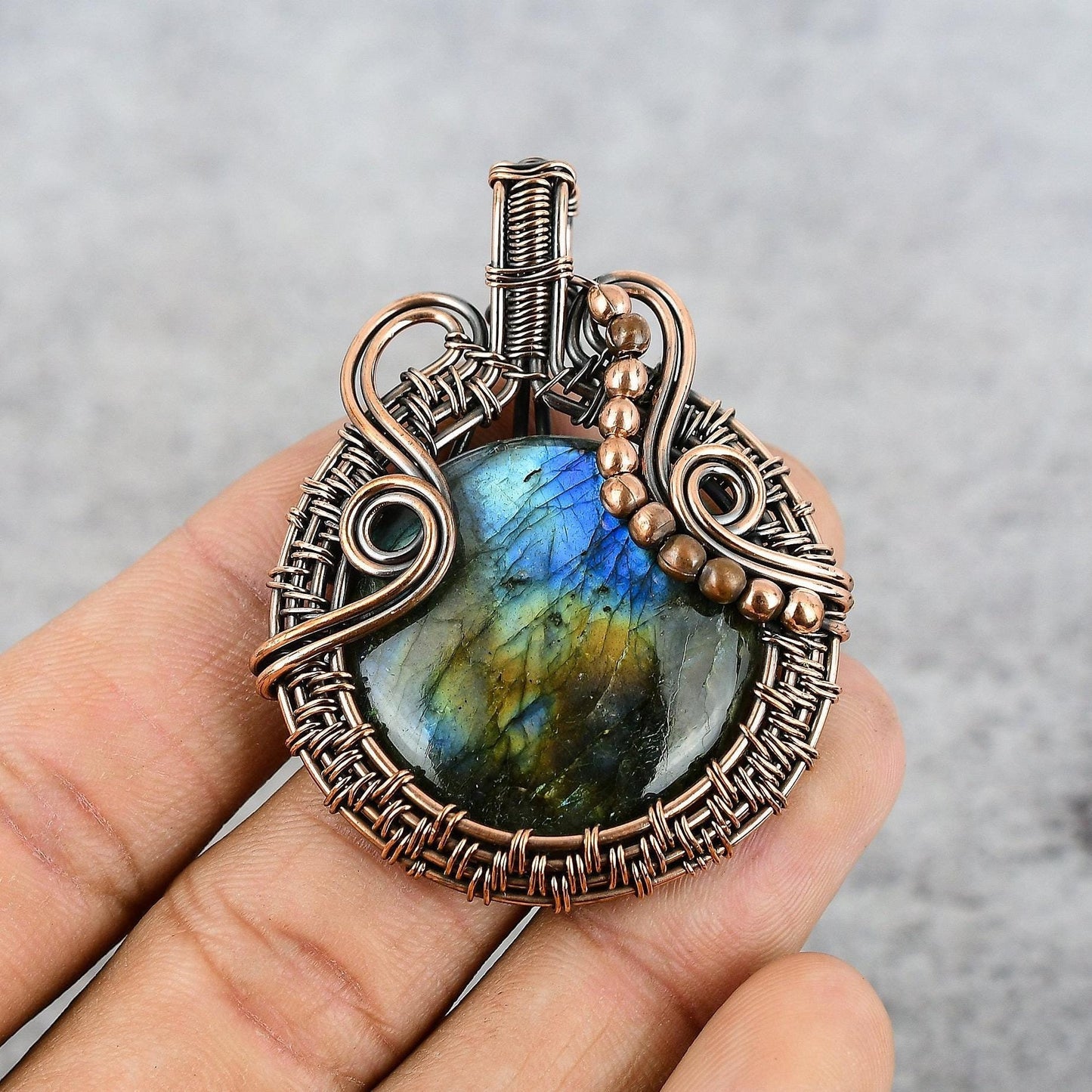 Copper Labradorite Gemstone Pendant