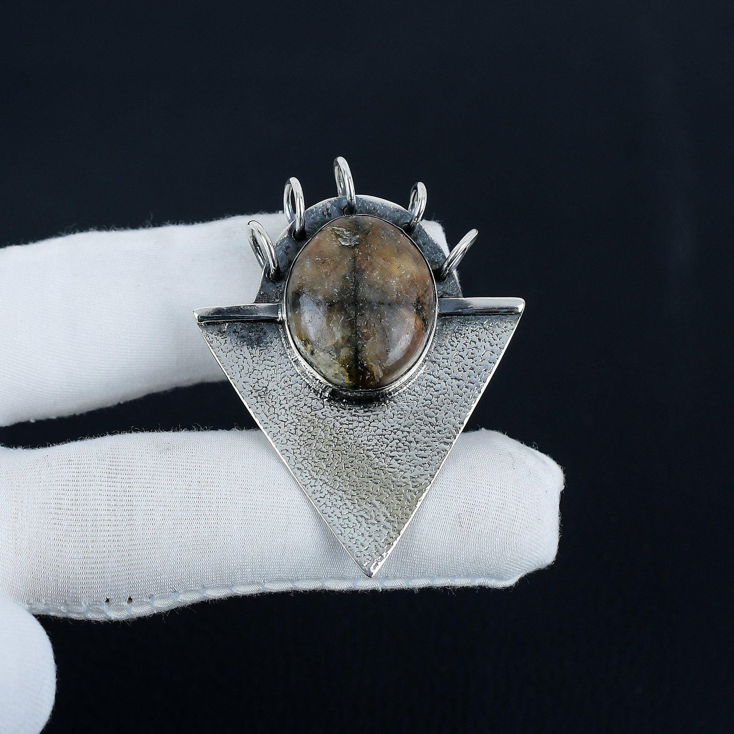 Black Chiastolite Gemstone Pendant