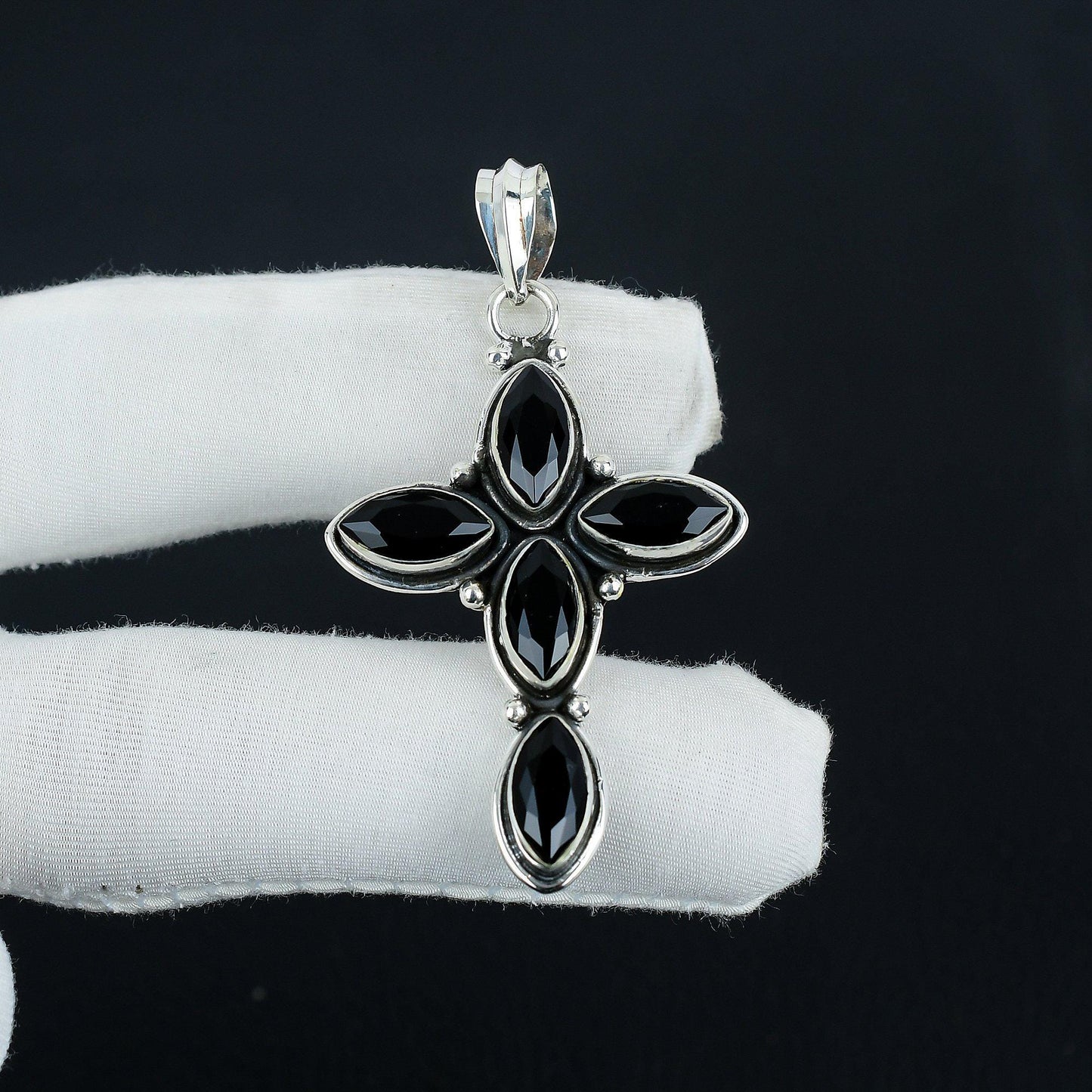 Black Spinel Cross Pendant
