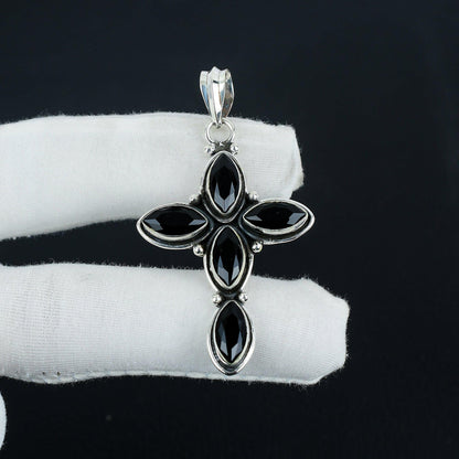 Black Spinel Cross Pendant