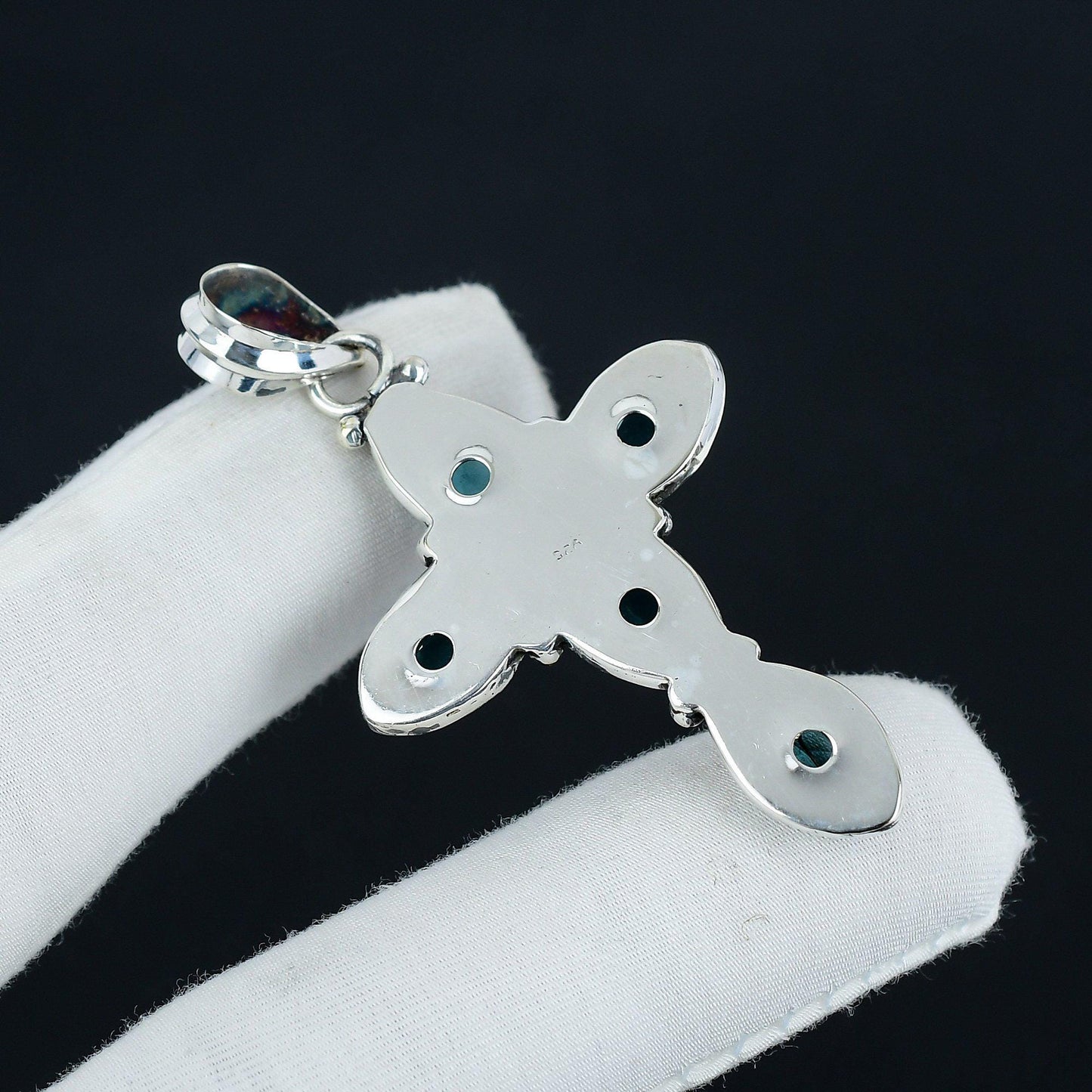 Blue Topaz Gemstone Cross Pendant