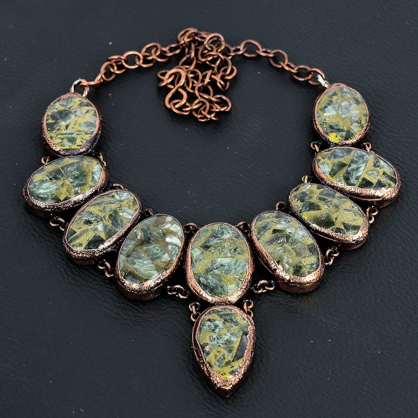 Green Seraphinite Gemstone Copper Necklace