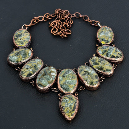 Green Seraphinite Gemstone Copper Necklace