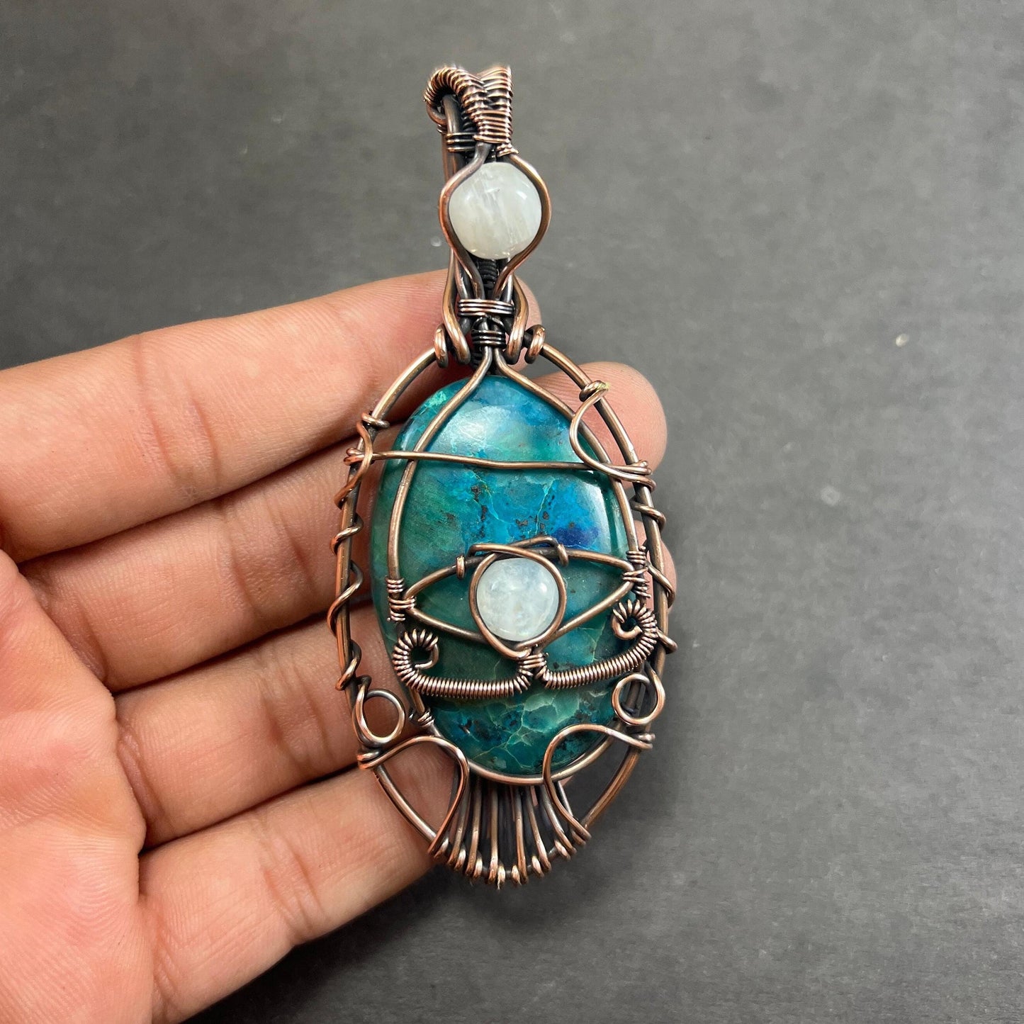 Blue-Green Chrysocolla Gemstone Pendant