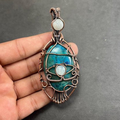 Blue-Green Chrysocolla Gemstone Pendant