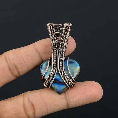 Blue Labradorite Gemstone Heart Pendant