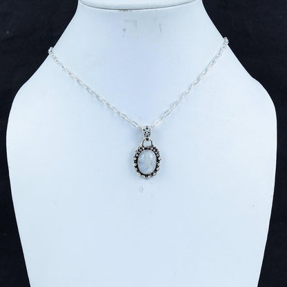 Sterling Silver Rainbow Moonstone Cross Pendant