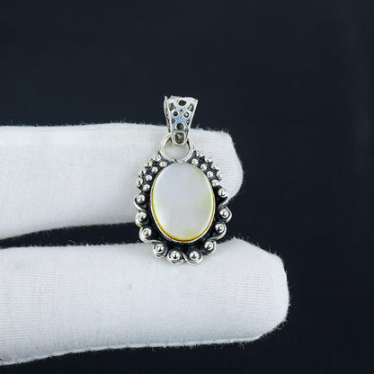 White Mother of Pearl Gemstone Pendant