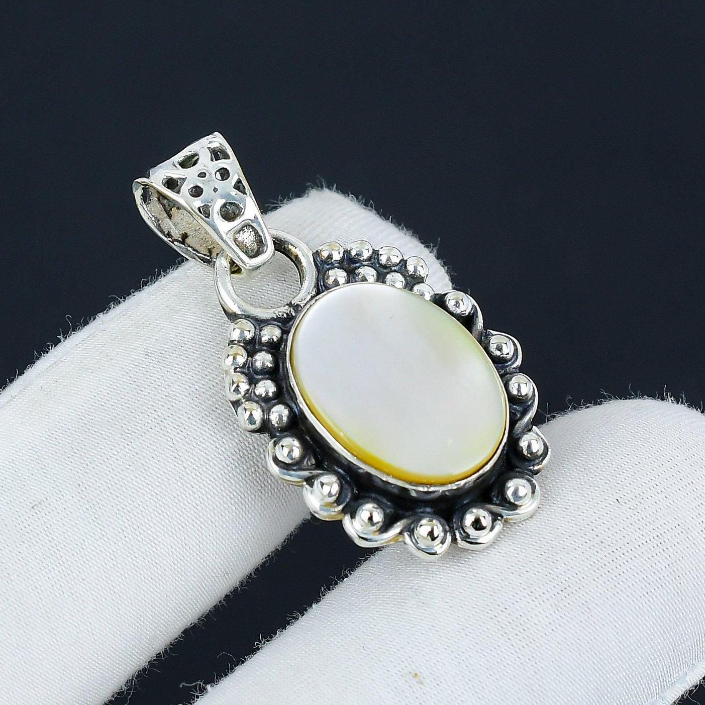 White Mother of Pearl Gemstone Pendant