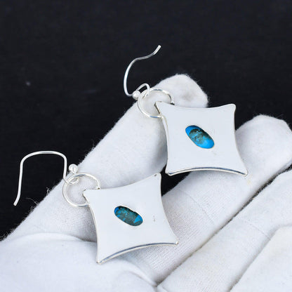Blue Sleeping Beauty Turquoise Gemstone Dangle Earrings