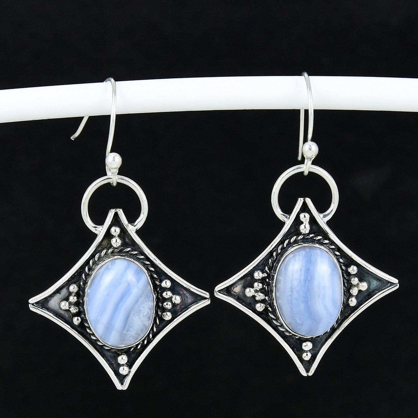 Blue Scheelite Gemstone Dangle Earrings