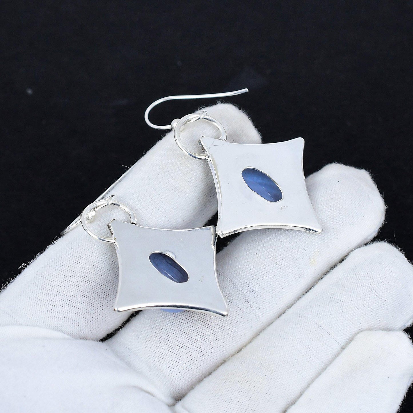 Blue Scheelite Gemstone Dangle Earrings