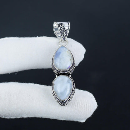 Rainbow Moonstone Sterling Silver Pendant