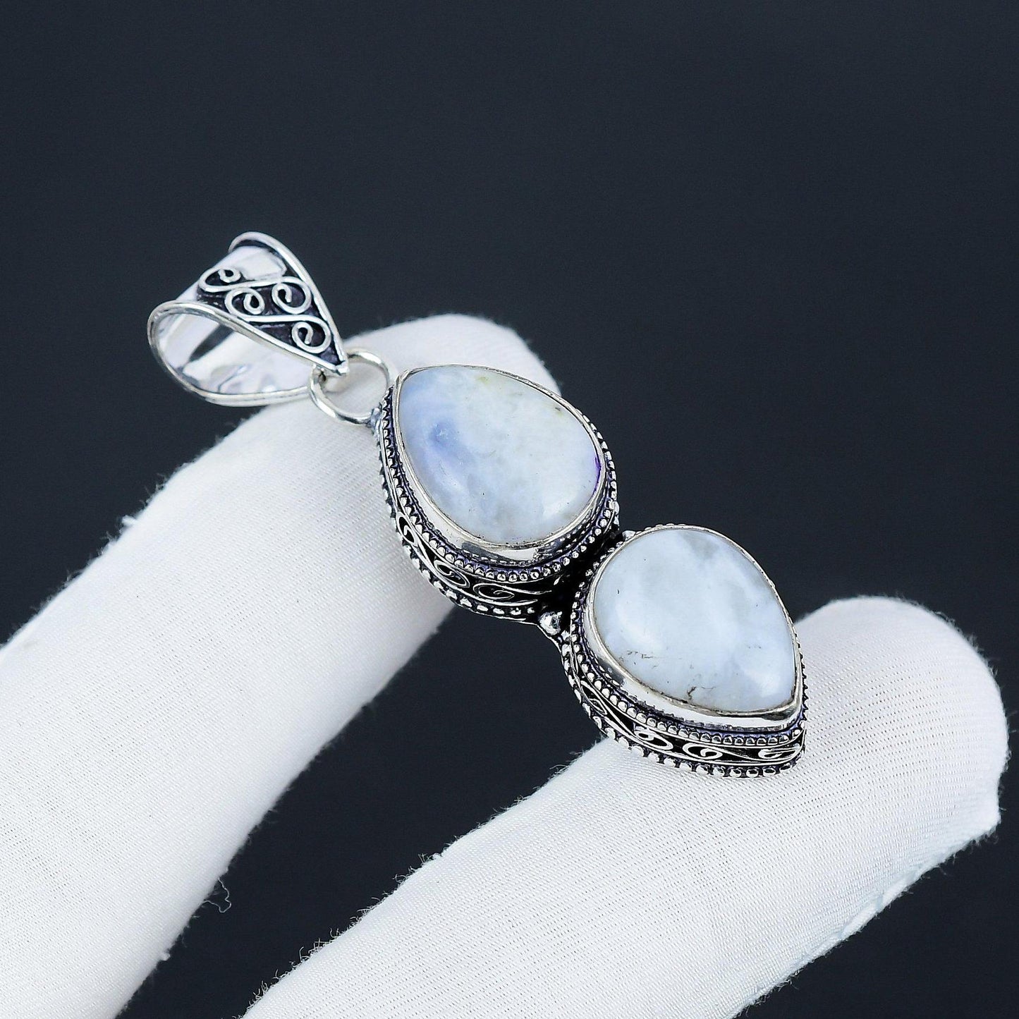Rainbow Moonstone Sterling Silver Pendant