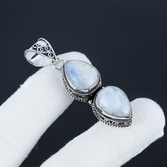 Rainbow Moonstone Sterling Silver Pendant