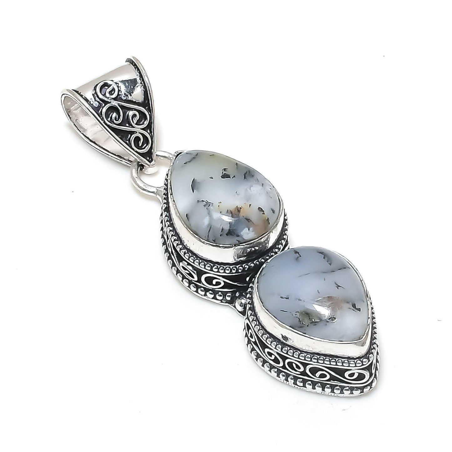 White Dendritic Opal Pendant
