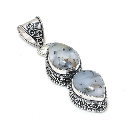 White Dendritic Opal Pendant