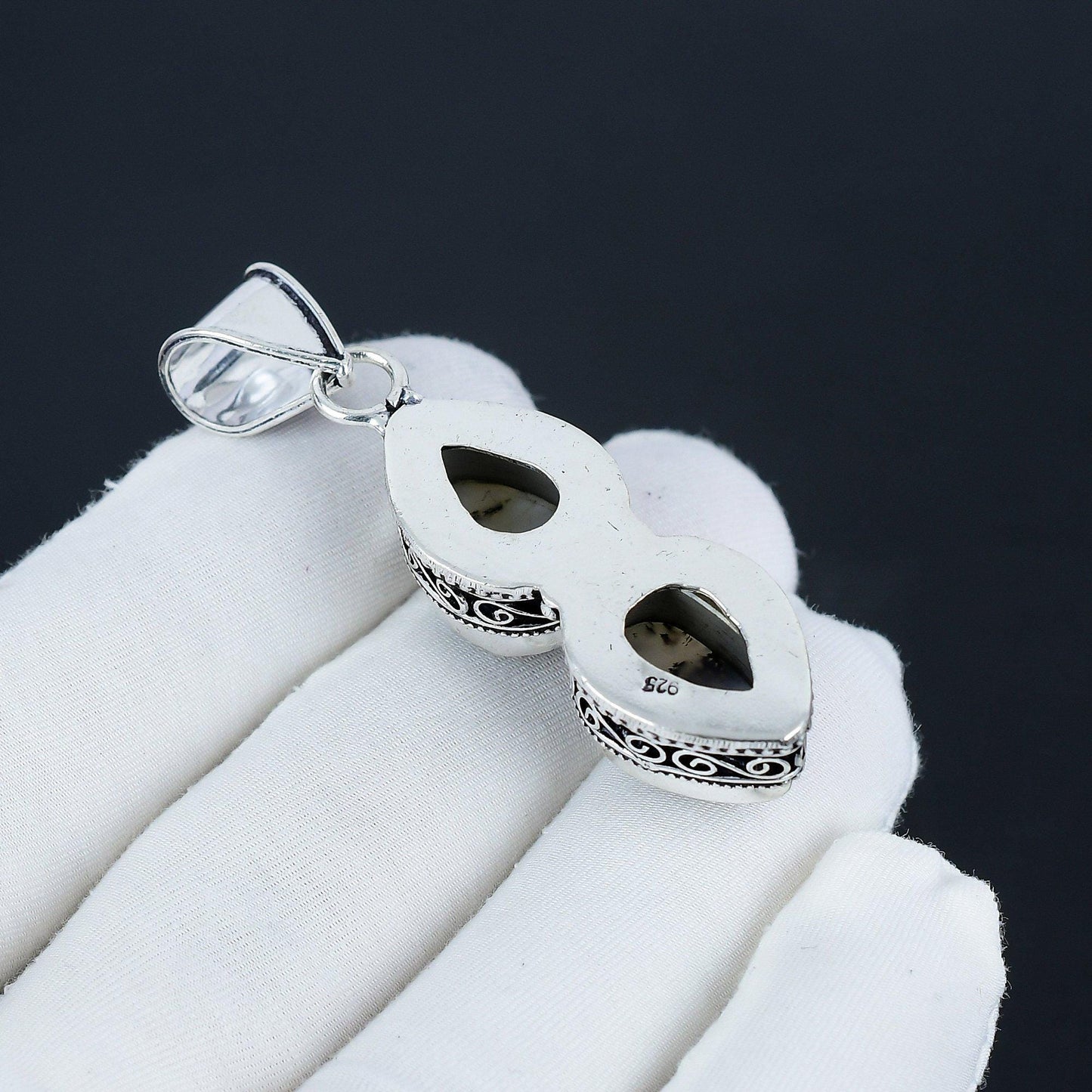 White Dendritic Opal Pendant