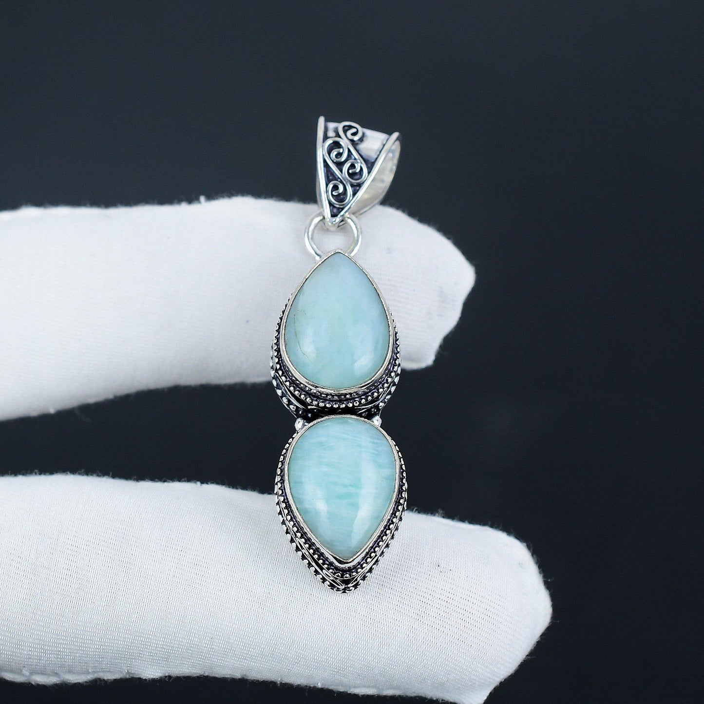 Blue-Green Amazonite Gemstone Pendant