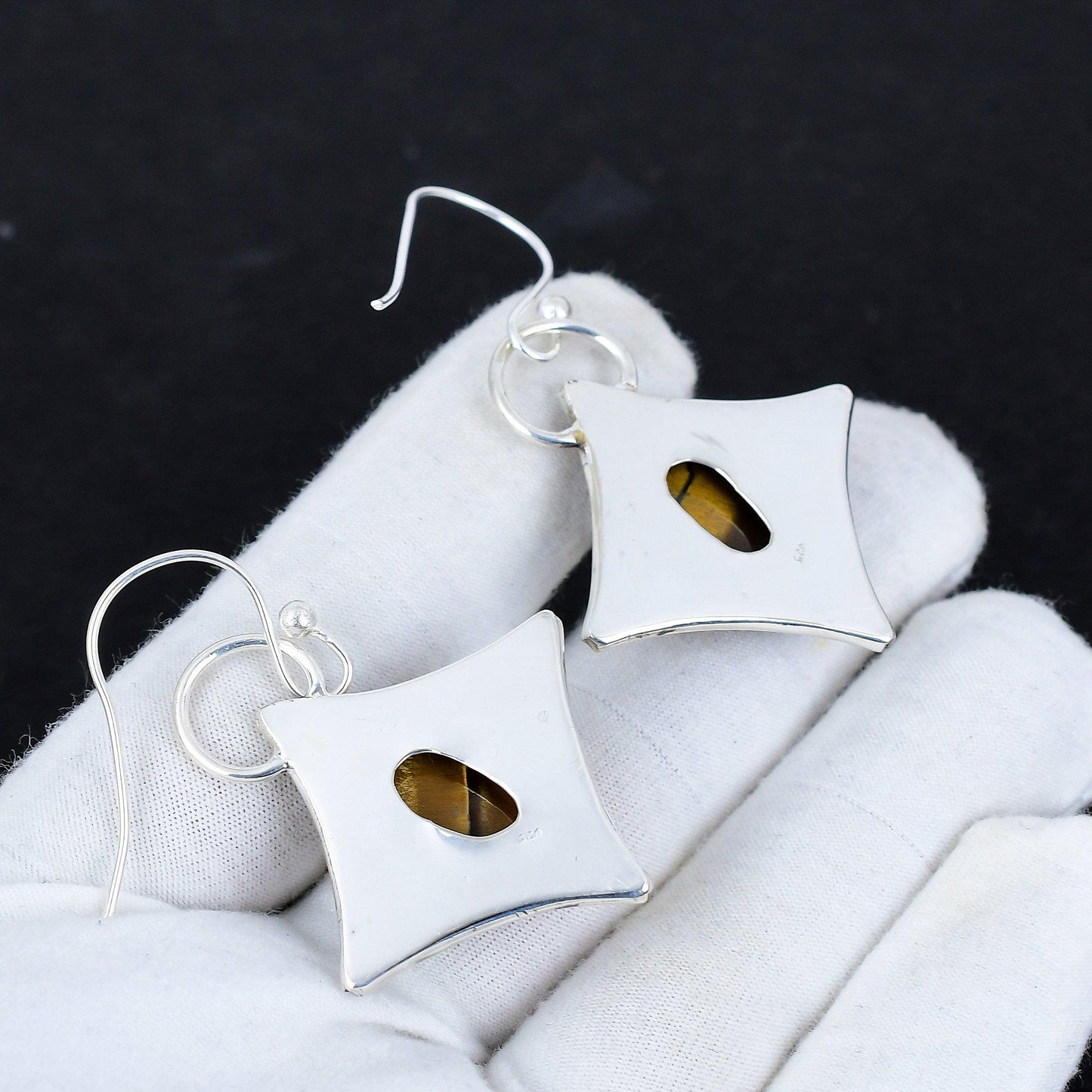 Golden Tiger Eye Gemstone Dangle Earrings