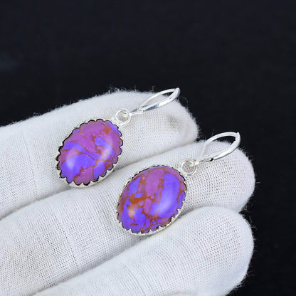 Purple Turquoise Gemstone Earrings