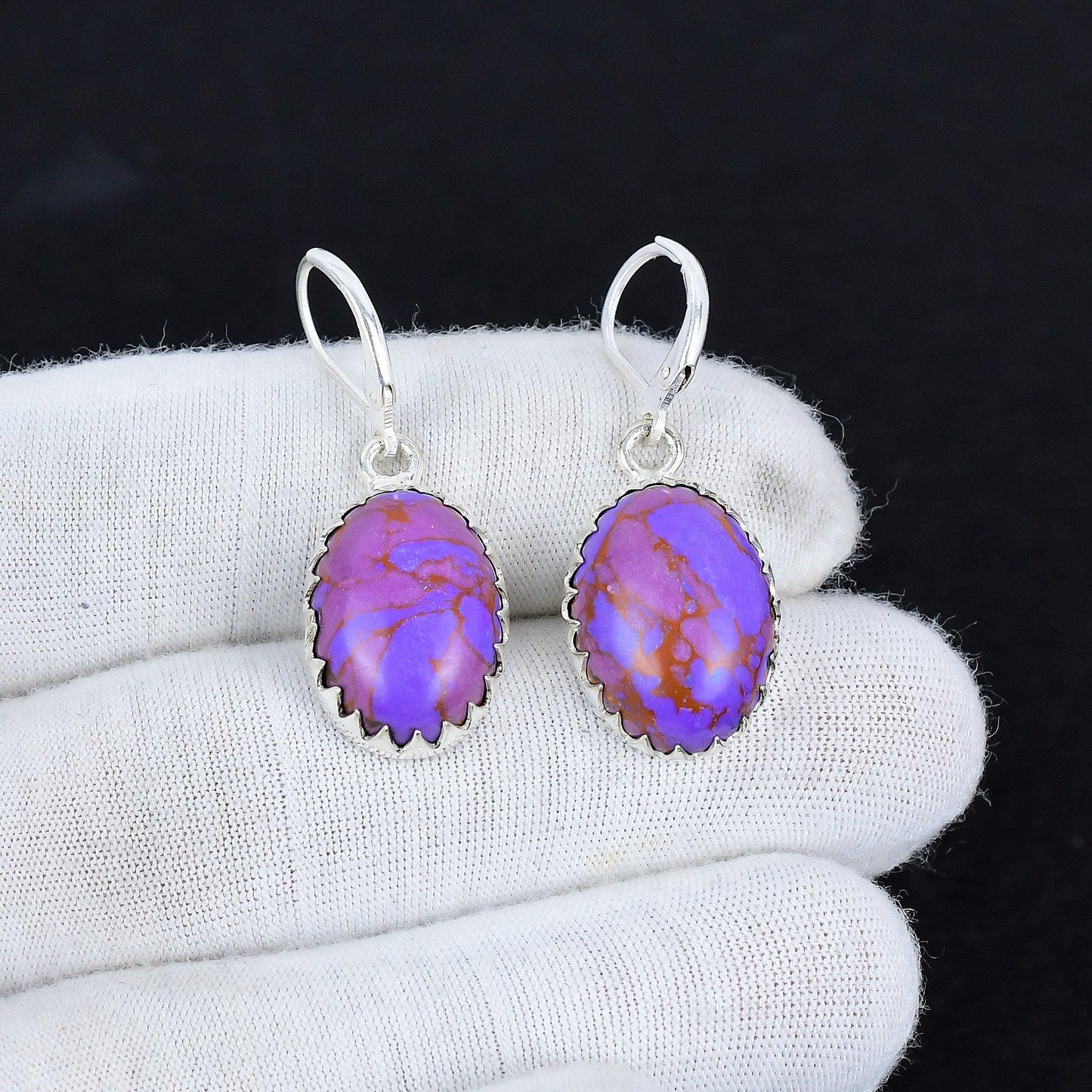 Purple Turquoise Gemstone Earrings