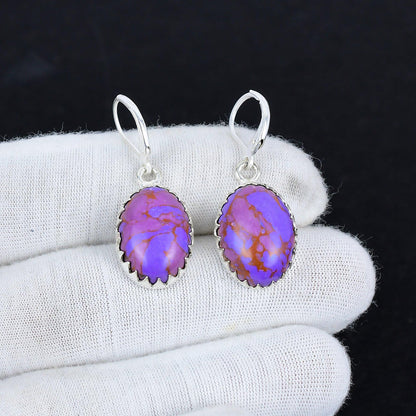 Purple Turquoise Gemstone Earrings