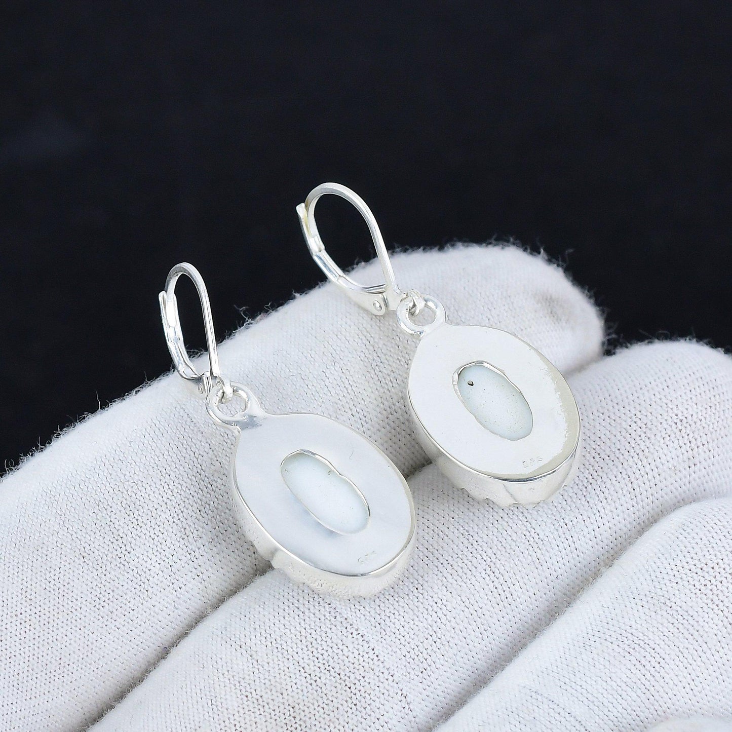 White Coral Gemstone Hook Earrings