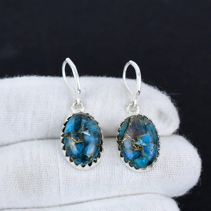 Blue Turquoise Gemstone Earrings