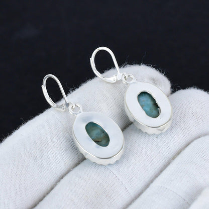 Blue Larimar Gemstone Sterling Silver Earrings